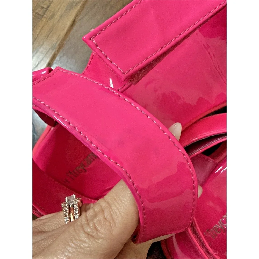 Jeffrey‎ Campbell Chunky Patent Leather Strappy Sandals Patio Sport Women 8 Pink